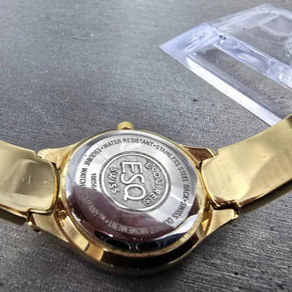 ESQ Watch Women 25mm Black Dial Gold Tone Round 100564 New Battery Crystals10