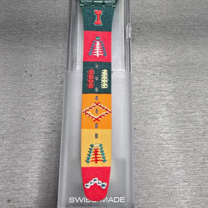 Swatch Poncho Watch Men 34mm Cream Dial Green Case GM122 New Battery NOS2