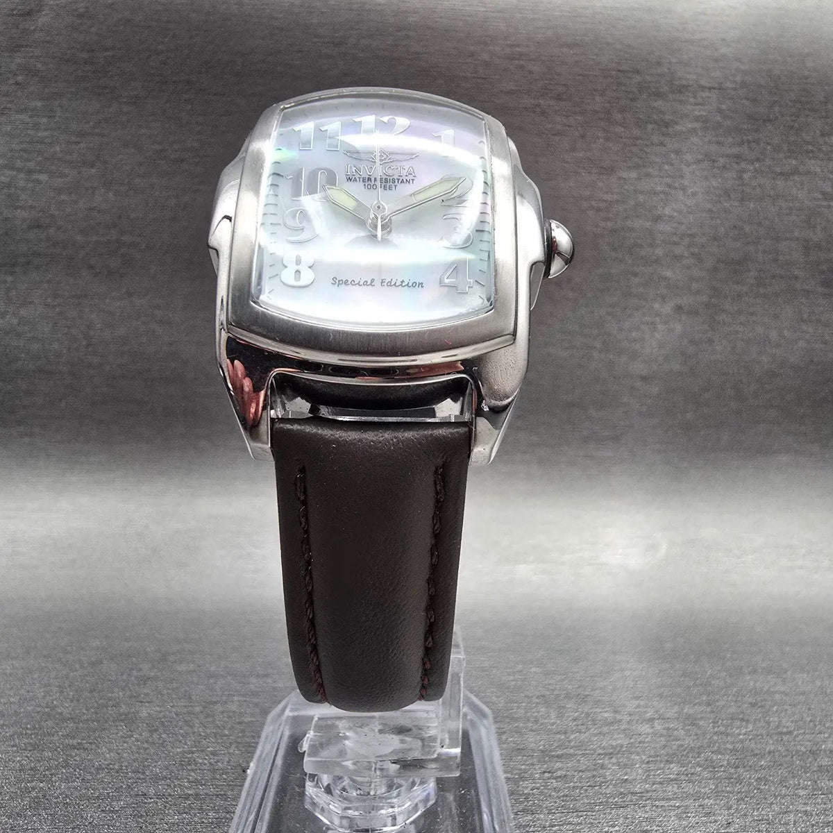 Invicta Lupah Watch Men 29mm MOP Dial Silver Tone Rectangle 5168 New Battery5