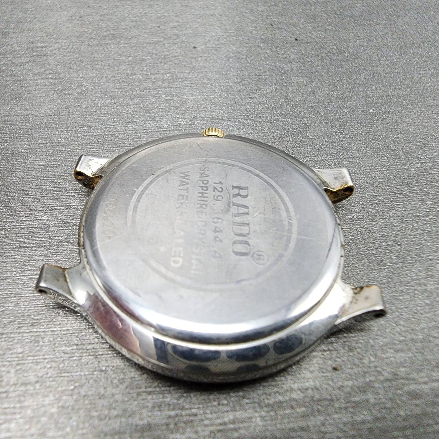 Rado Florence Watch Men 32mm Gold Dial Two Tone Date Round 129.3644.4 New Batt10