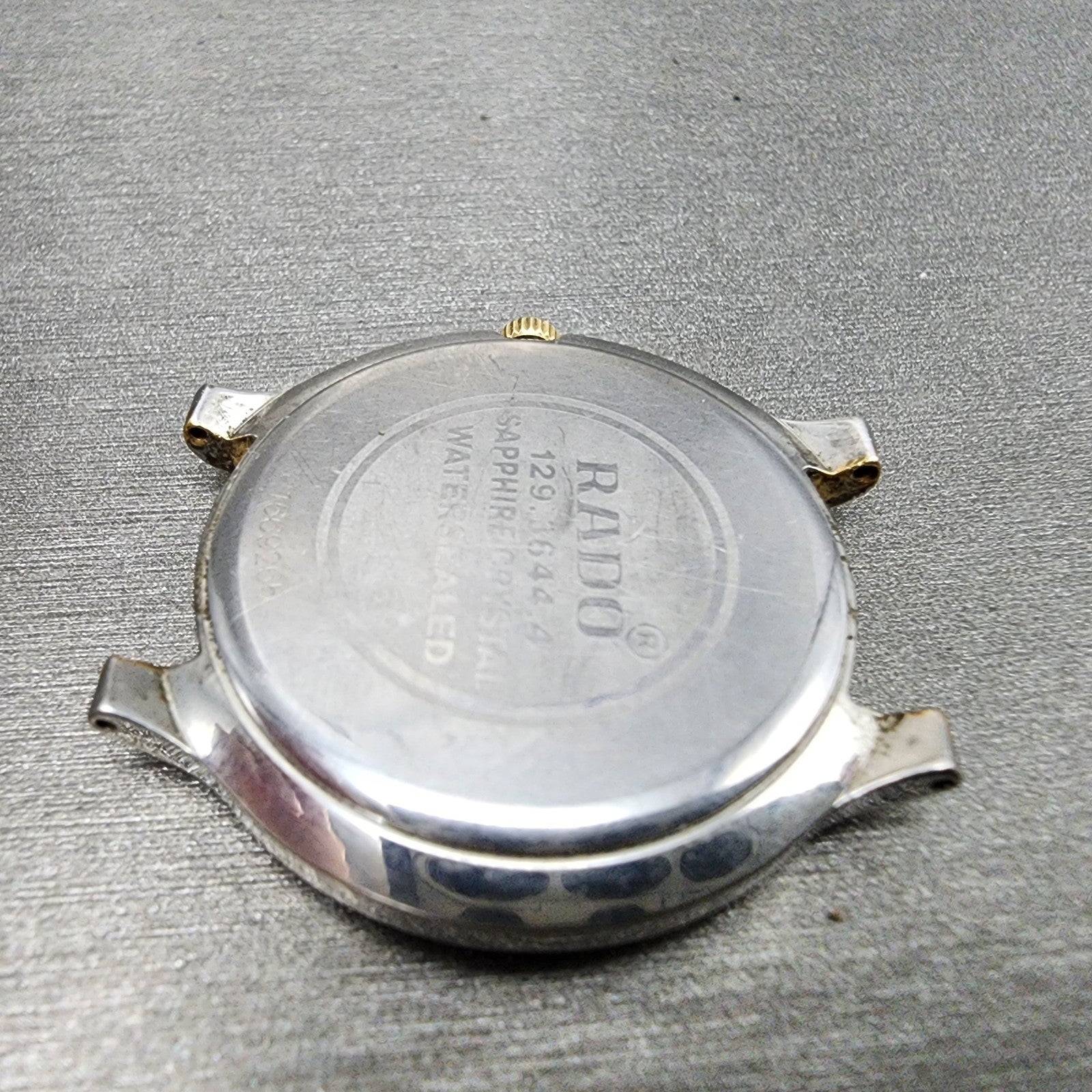 Rado Florence Watch Men 32mm Gold Dial Two Tone Date Round 129.3644.4 New Batt10