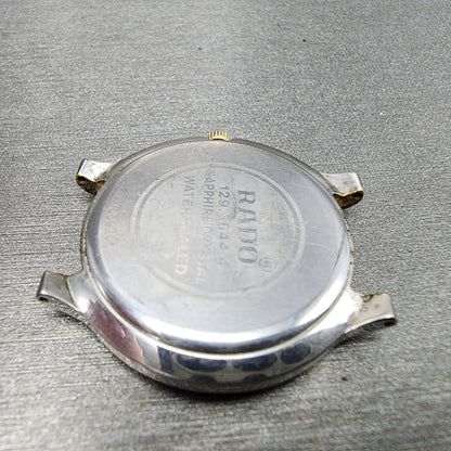 Rado Florence Watch Men 32mm Gold Dial Two Tone Date Round 129.3644.4 New Batt10