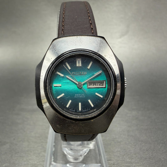Citizen Automatic Watch Women 29mm Blue Green Dial Silver Daydate 4-661052 Runs0