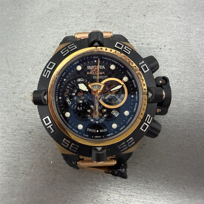 Invicta Subaqua Noma IV Chronograph Watch Men 50mm Black Dial Gold Tone New Batt0