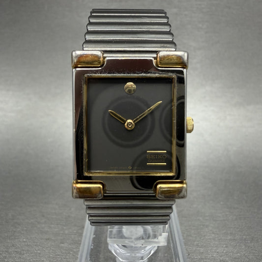 Seiko Tank Watch Women 21mm Black Dial Black Tone Rectangle 2P205C99 New Batt0