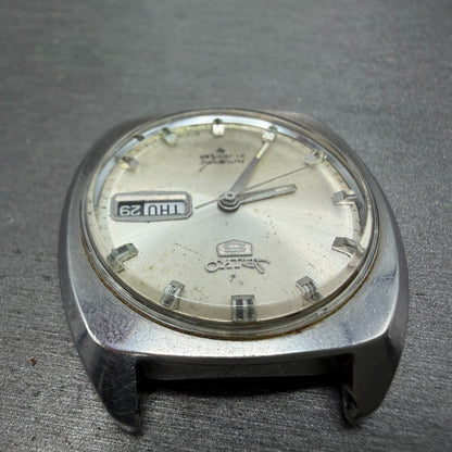 Seiko 5 Automatic Watch Men 35mm Silver Dial Silver Tone Daydate 6119-7100 PARTS5