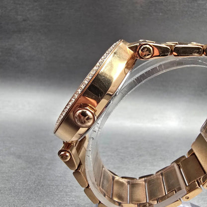 Michael Kors Parker Watch Women 39mm Rose Gold Gemmed MK-5865 New Battery LPF2