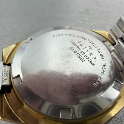 Seiko Automatic Watch Men 38mm Brown Dial Two Tone Daydate 7009-8079 Runs VTG9