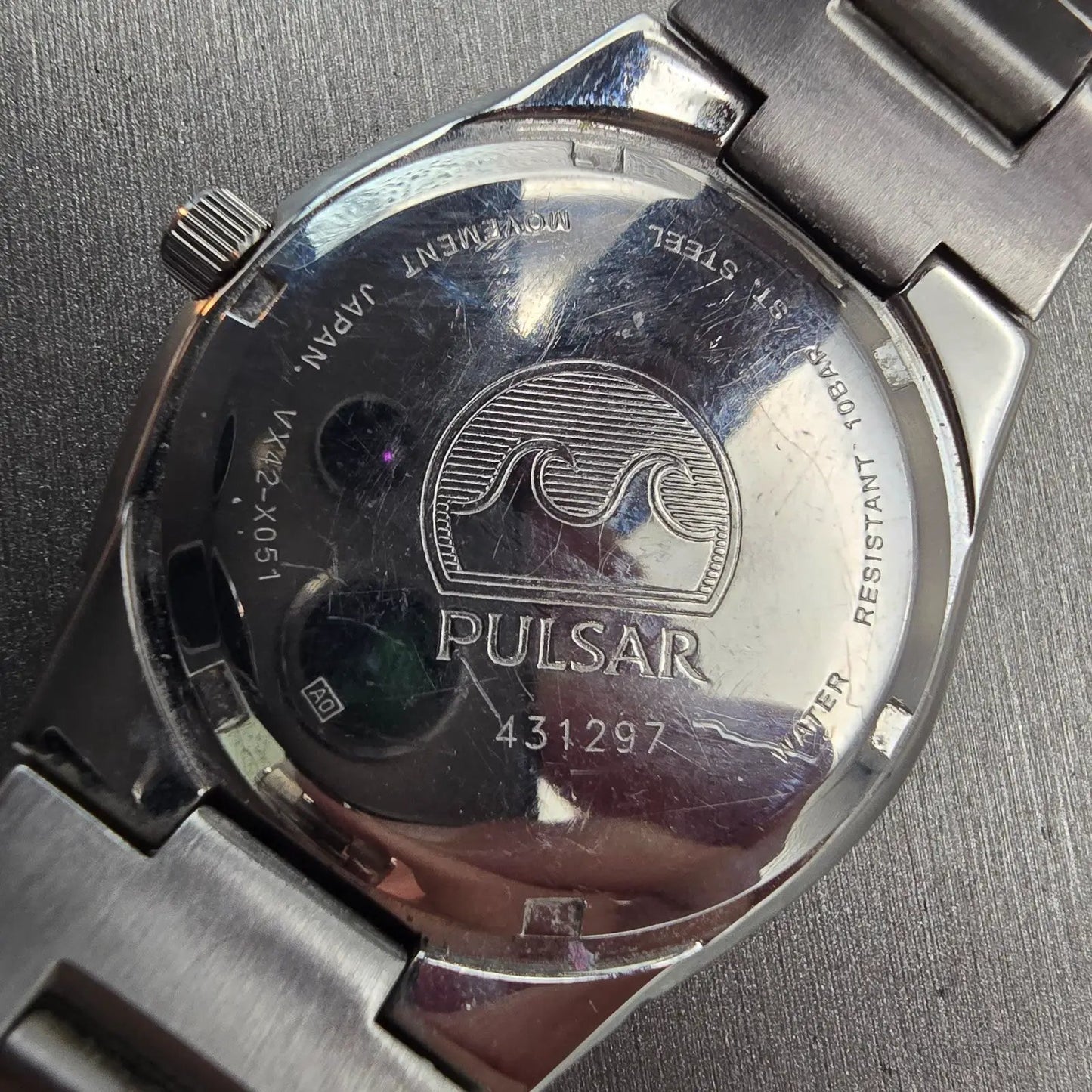 Seiko Pulsar Watch Men 38mm Blue Dial Silver Tone Date Round VX42-V051 New Batt10