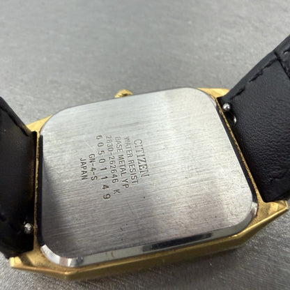 Citizen CQ Tank Watch Men 28mm Champagne Dial Gold Tone 2830-262646 New Battery9