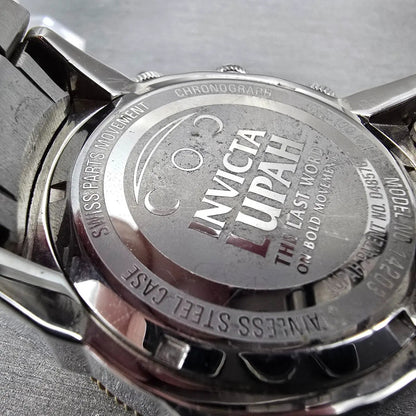 Invicta Lupah Chronograph Watch Men 47mm Blue Dial Silver Date 14203 New Battery9