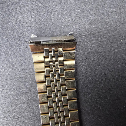 Seiko Bracelet 19mm Stainless Steel Gold Tone Tri Folding Clasp Vintage Japan Z26
