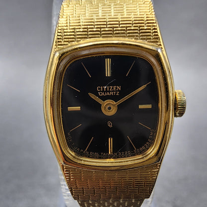 Citizen CQ Watch Women 16mm Black Dial Gold Tone 3220899849 New Battery1