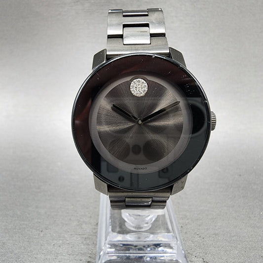 Movado Bold Watch Women 36mm Black Dial Black Ceramic Crystal Accent New Battery0
