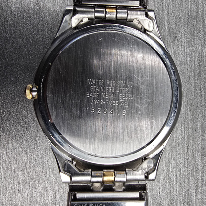 Seiko Watch Men 39mm Red Dial Two Tone Daydate Round 7N43-7068 New Battery10