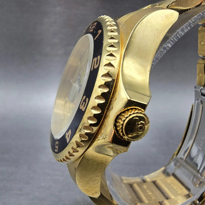 Invicta GMT Watch Unisex 38mm Champagne Dial Gold Tone Date 18252 New Battery2