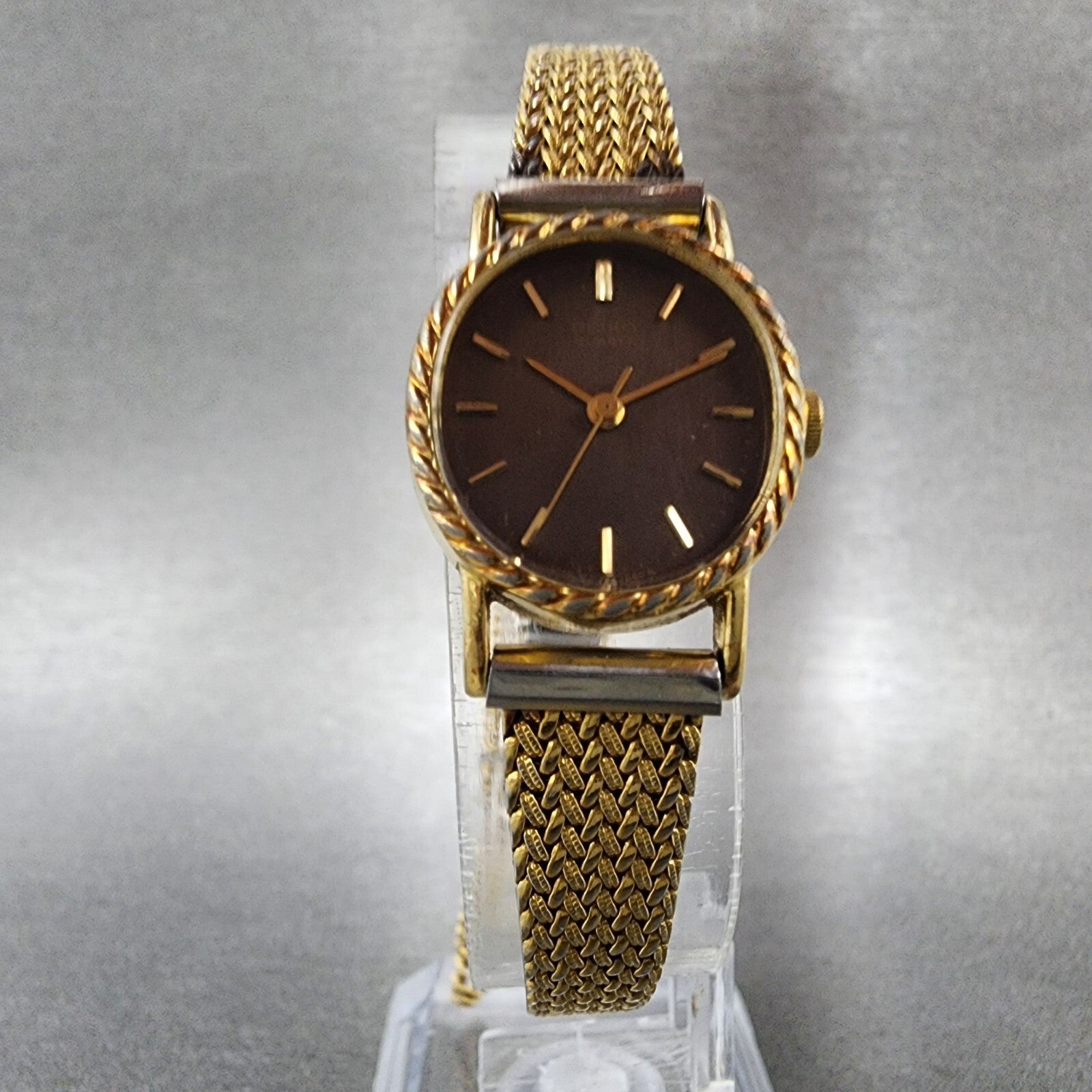 Seiko Watch Women 19mm Brown Dial Gold Tone 14215510 New Battery5