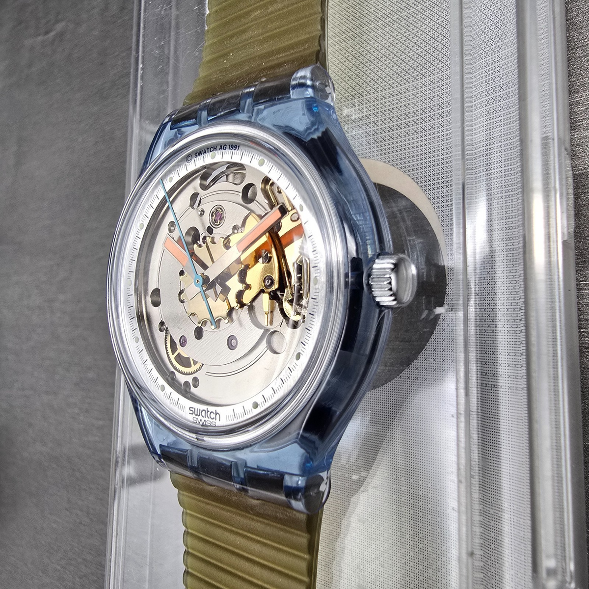 Swatch Automatic Blue Matic Watch Men 36mm Skeleton Dial Blue Case SAN100 NOS2