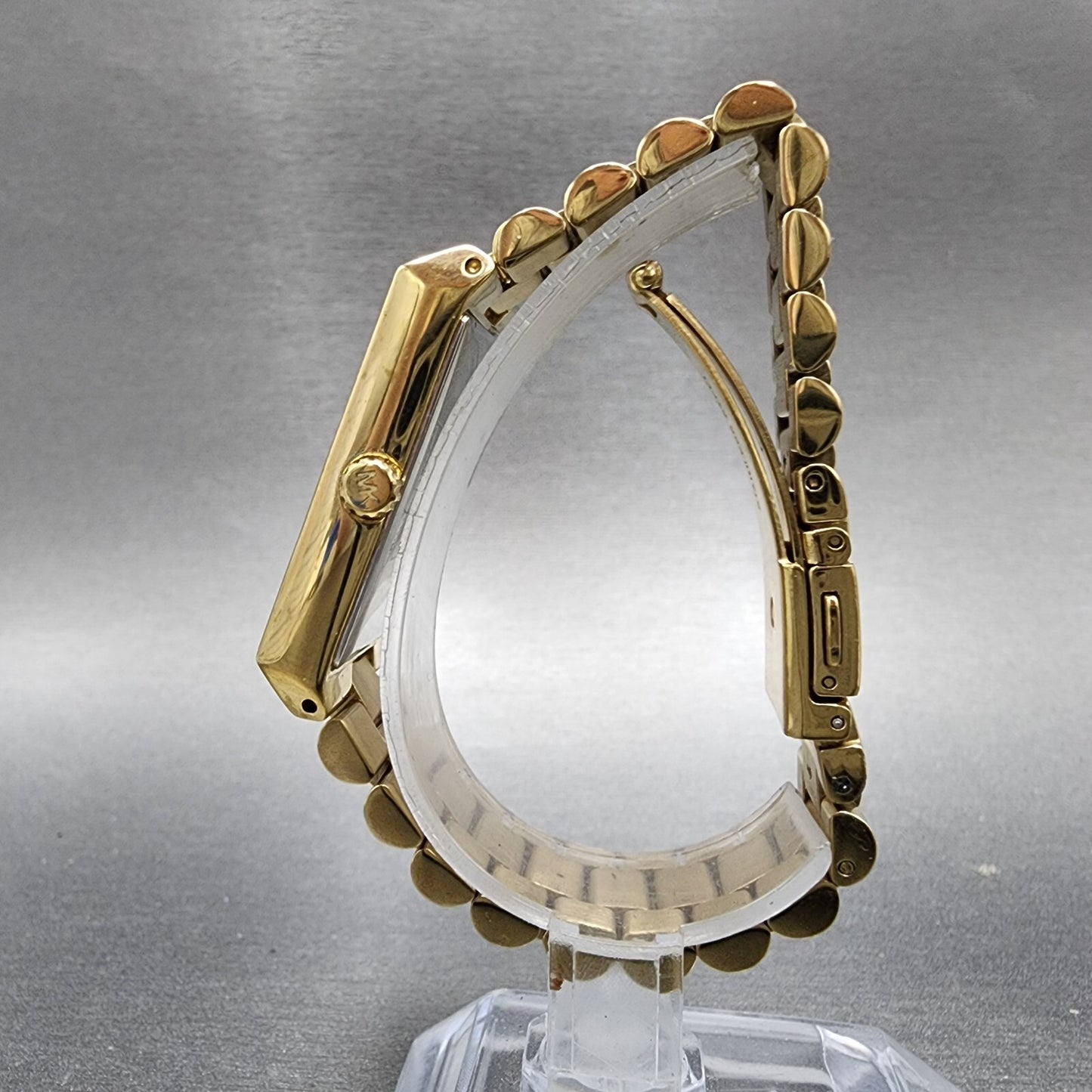 Michael Kors Nash Watch Women 27mm Champagne Dial Gold Tone Rectangle New Batt6