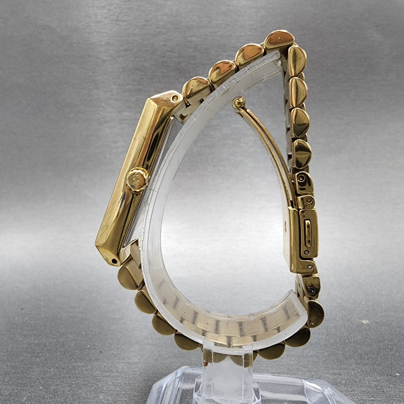 Michael Kors Nash Watch Women 27mm Champagne Dial Gold Tone Rectangle New Batt6
