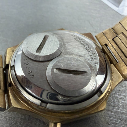 Witttnauer Polara RED LED Watch Men 35mm Gold Plated Tone Vintage PARTS10