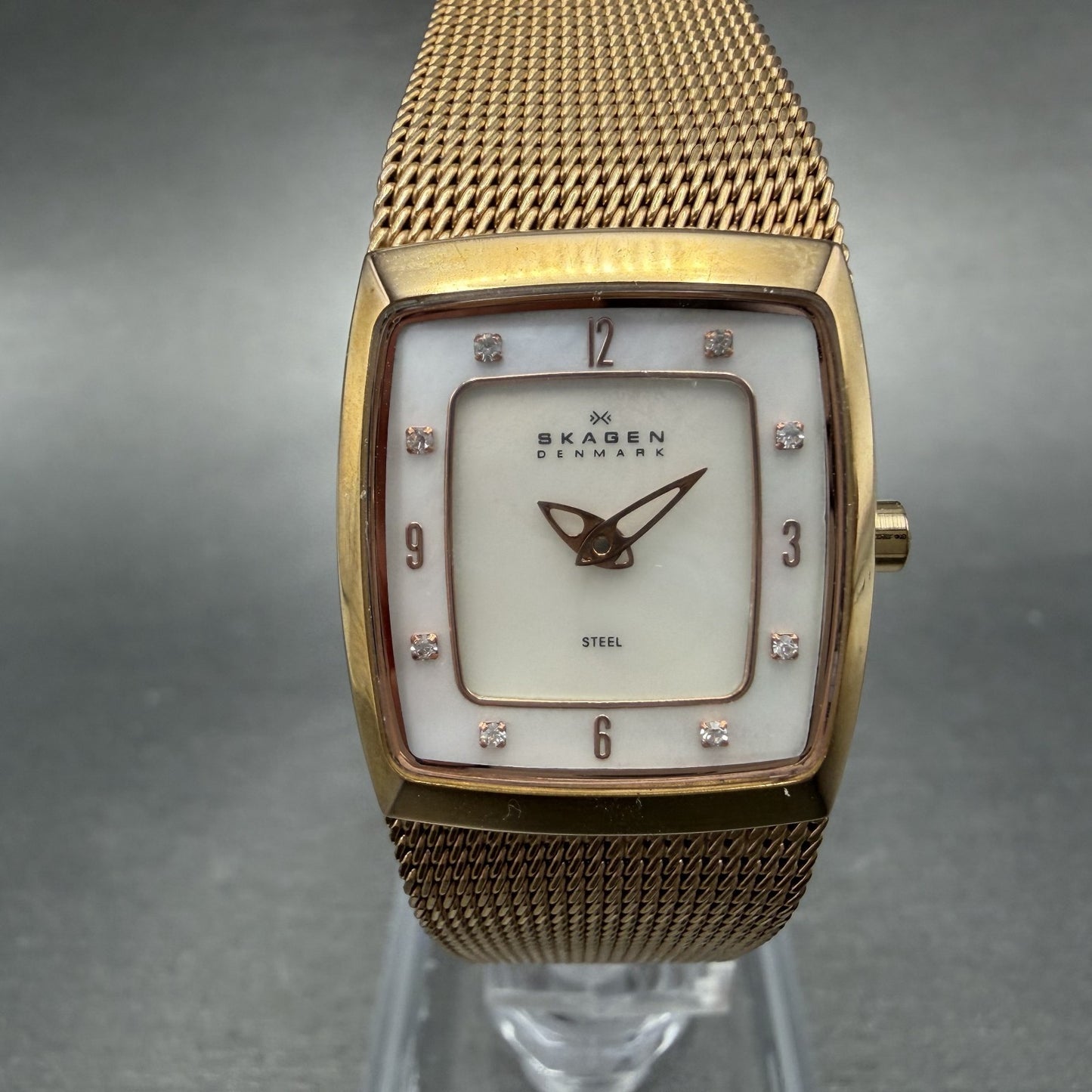 Skagen Tank Watch Women 21mm MOP Dial Rose Gold Rectangle 380XSRR1 New Battery0