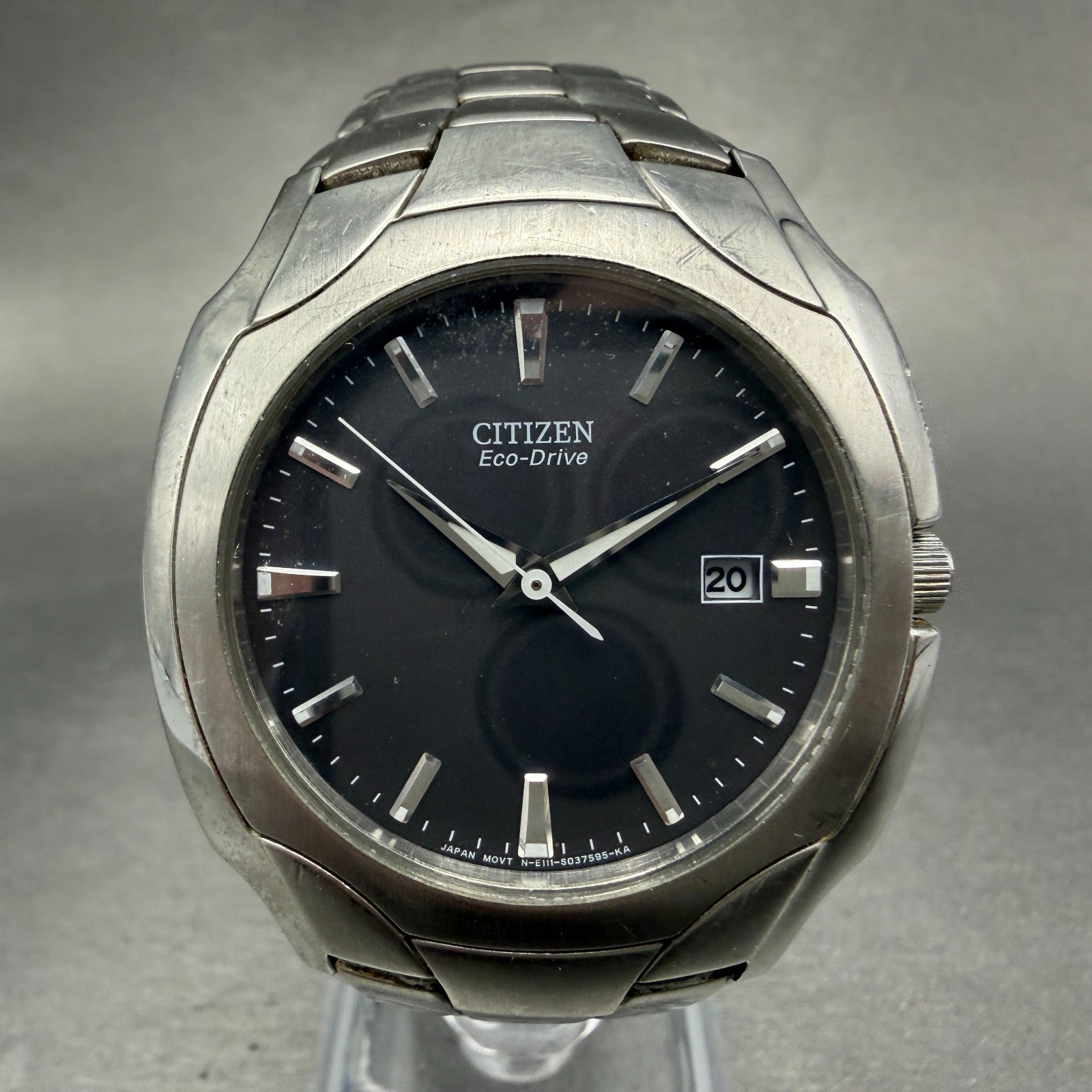 Citizen Eco-Drive Watch Men 38mm Gray Dial Silver Tone Date Round E111-S0222400