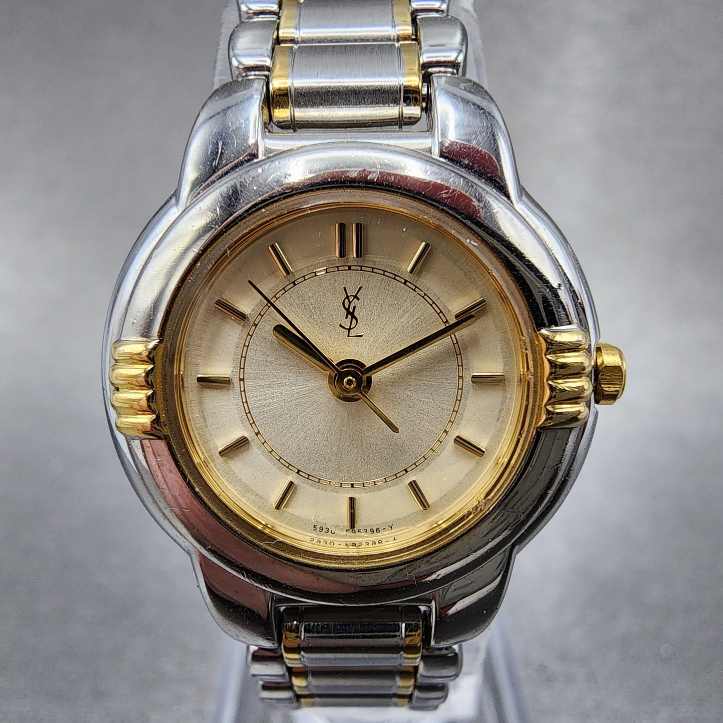 Yves Saint Laurent Watch Women 23mm Champagne Dial Two Tone Round new Battery1