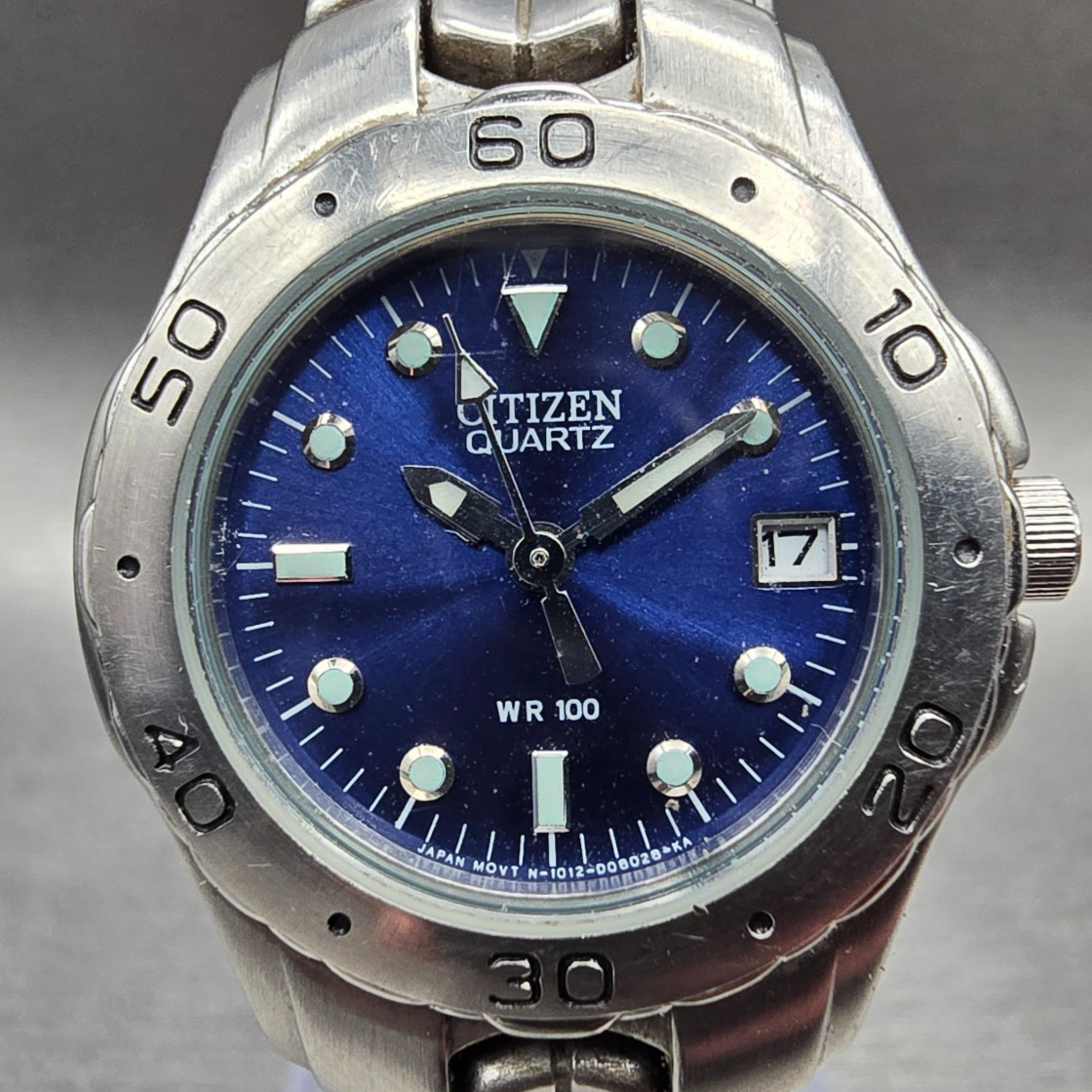 Citizen Watch Women 26mm Blue Dial Silver Date Round 1012-S92316 New Battery JP1