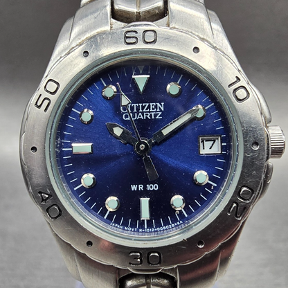 Citizen Watch Women 26mm Blue Dial Silver Date Round 1012-S92316 New Battery JP1