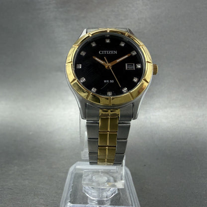 Citizen Watch Women 28mm Black Dial Two Tone Date Round EU6044-51E New Battery5