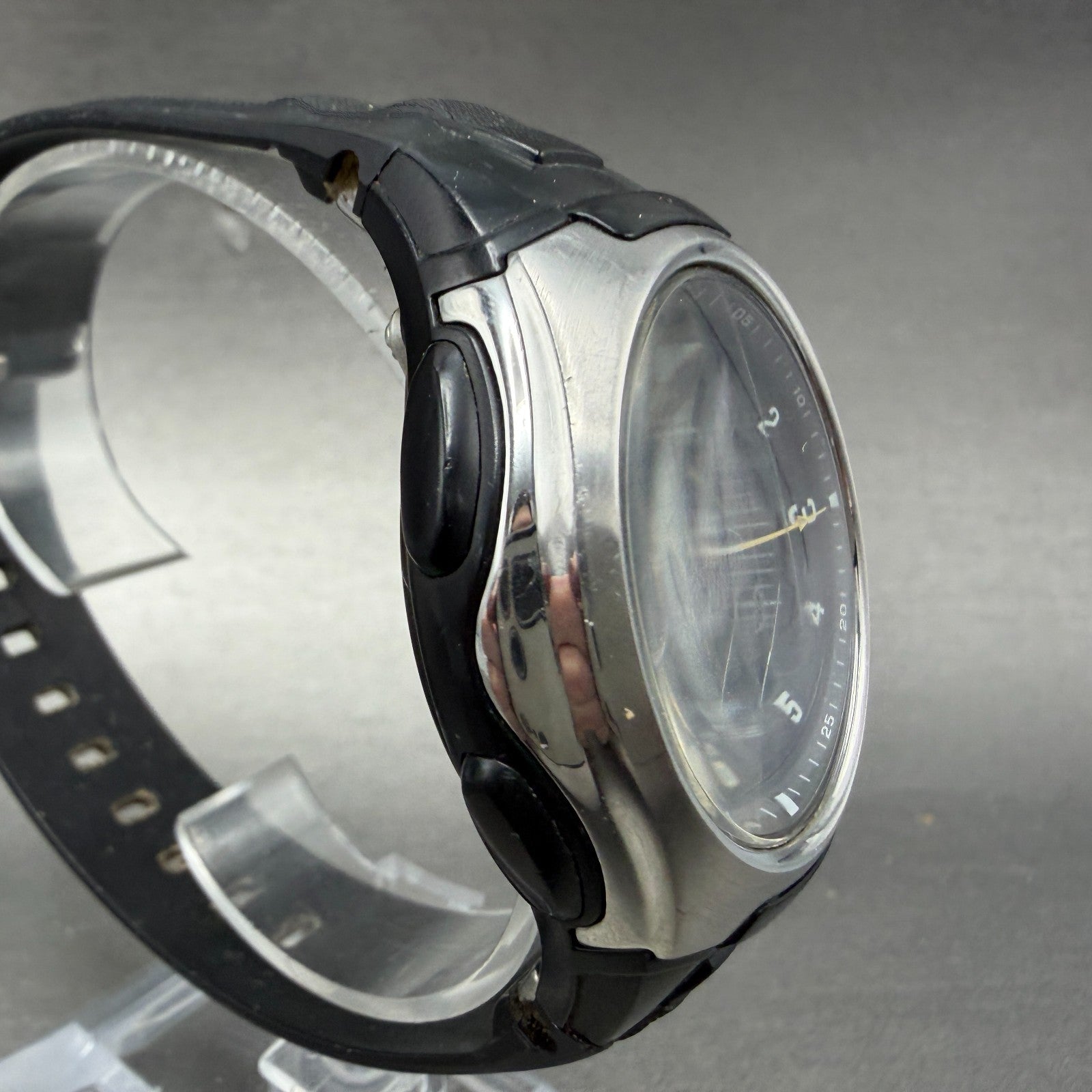 Casio Wave Ceptor Watch Men 43mm Black Dial Silver Tone Analog Digital  Solar KL3