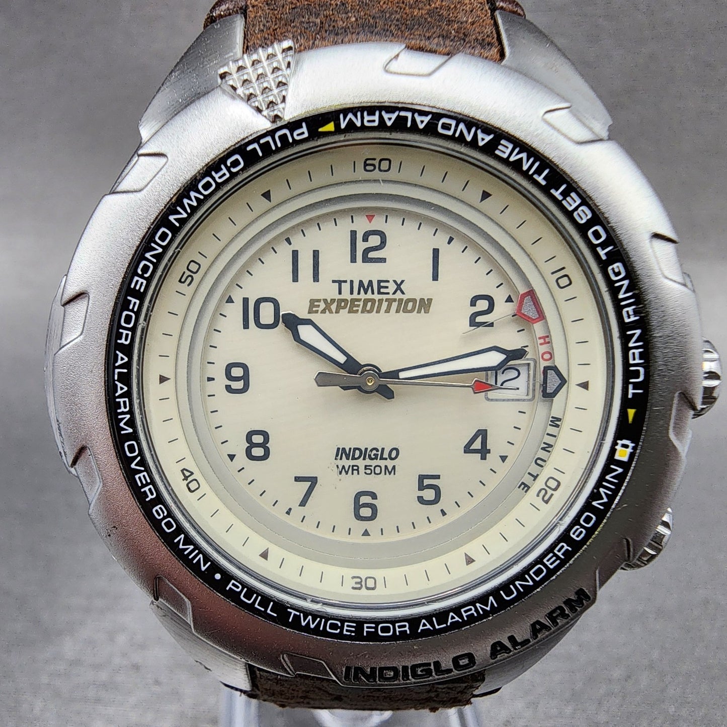 Timex Expedition Shenmue Watch Men 40mm White Dial Silver Tone Alarm New Battery1