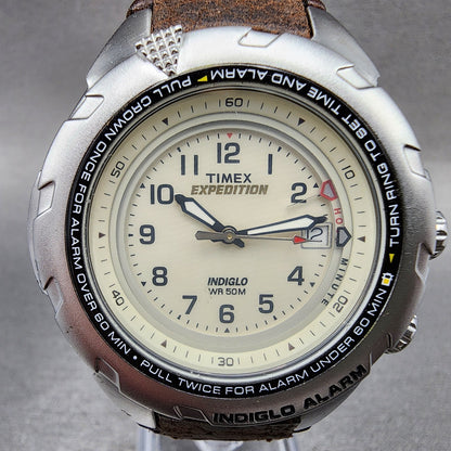 Timex Expedition Shenmue Watch Men 40mm White Dial Silver Tone Alarm New Battery1