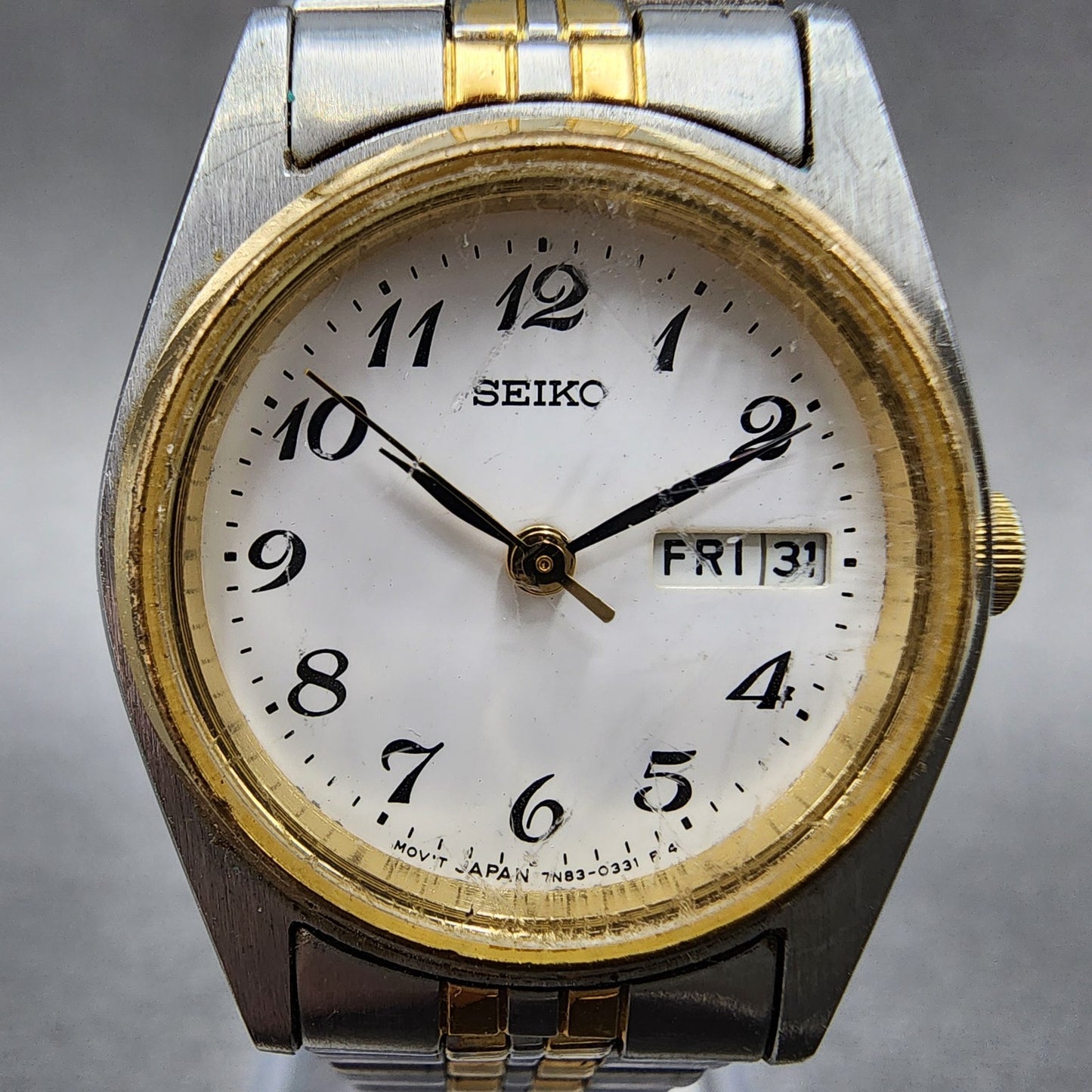 Seiko Watch Women 25mm White Dial Two Tone Daydate 7n430011 Round New Battery1
