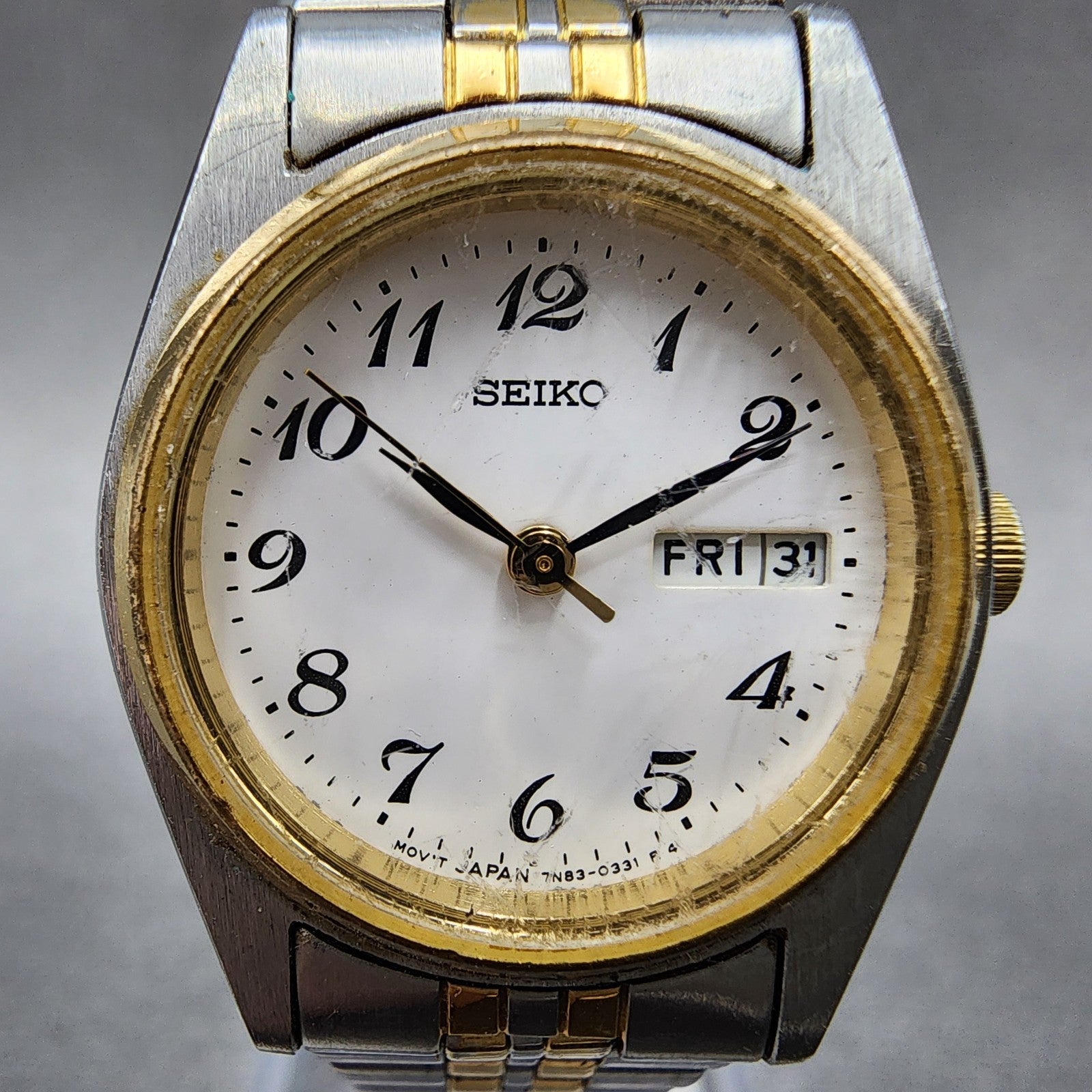 Seiko Watch Women 25mm White Dial Two Tone Daydate 7n430011 Round New Battery1