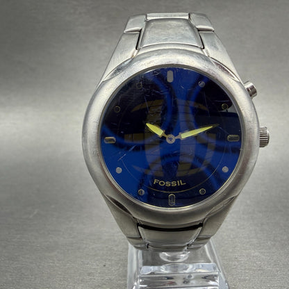 Fossil Big Tic Watch Men 40mm Blue Dial Steel Case JR-8096 New battery0