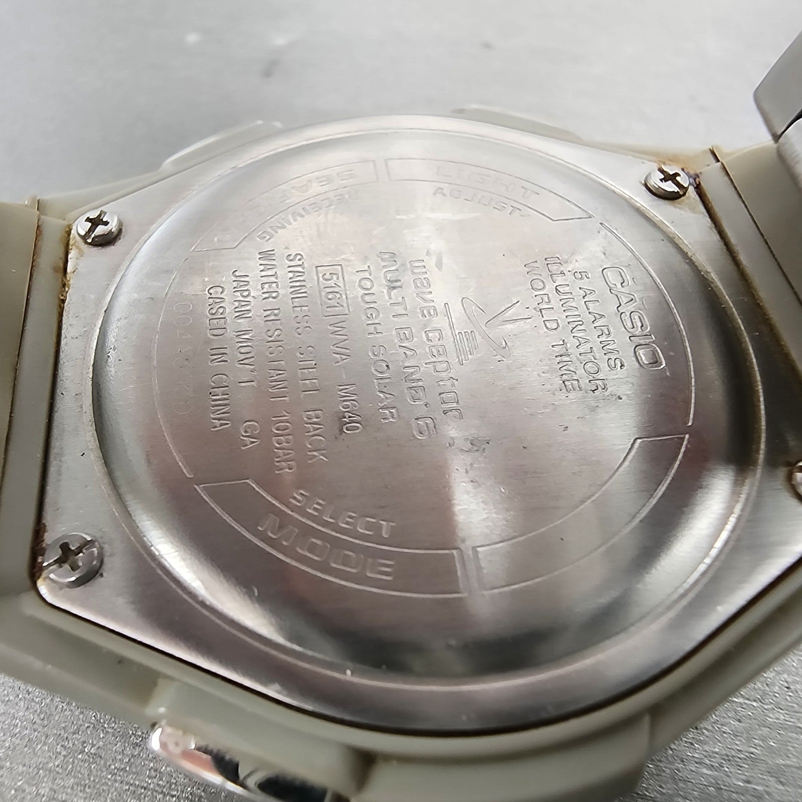 Casio Wave Ceptor Watch Men 42mm Blue Dial Steel Solar Analog Digital Works B129