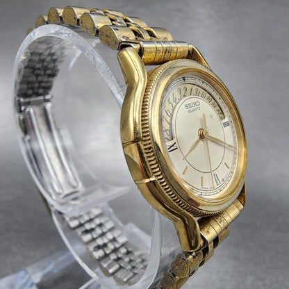 Seiko Watch Women 26mm Cream Dial Gold Tone Round 2A220A10 New Battery3