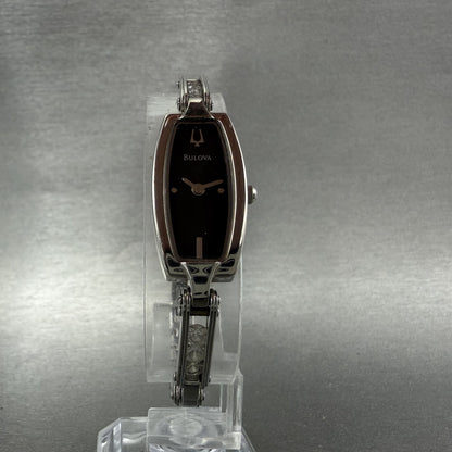 Bulova Tank Watch Women 14mm Black Dial Silver Tone Rectangle 96T15 New Battery5