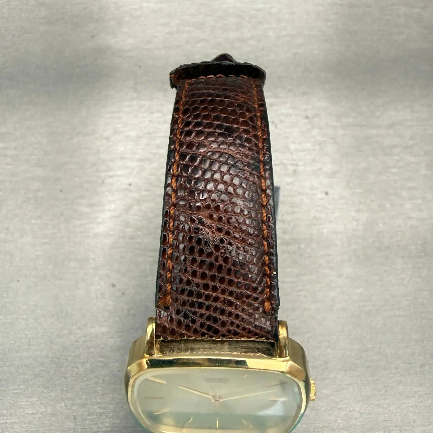 Seiko Watch Men 31mm Champagne Dial Gold Tone Rectangle 5931-5470 New Battery4