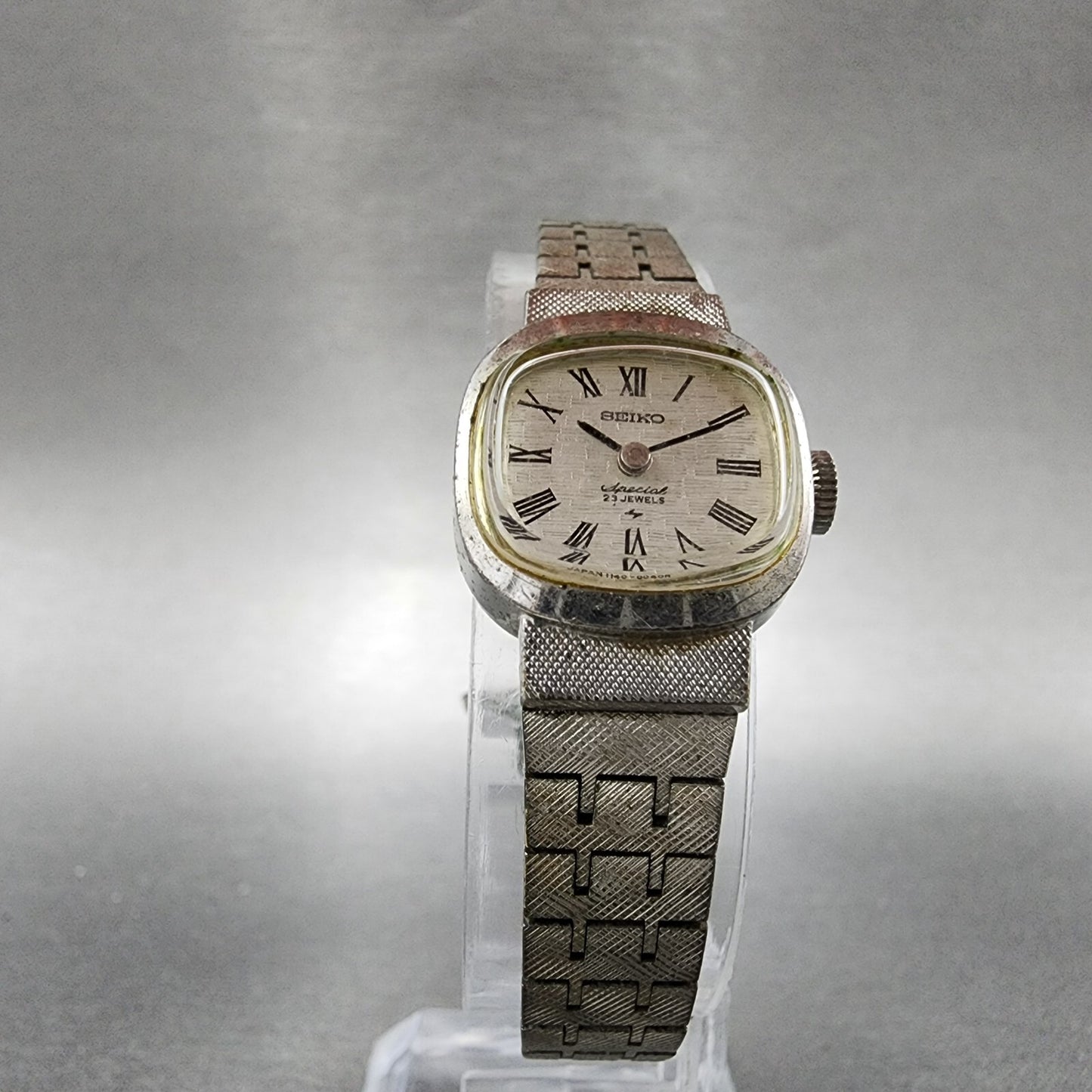 VTG Seiko Special Watch Women 18mm Silver Dial Gold Plated Rectangle Manual Wind5