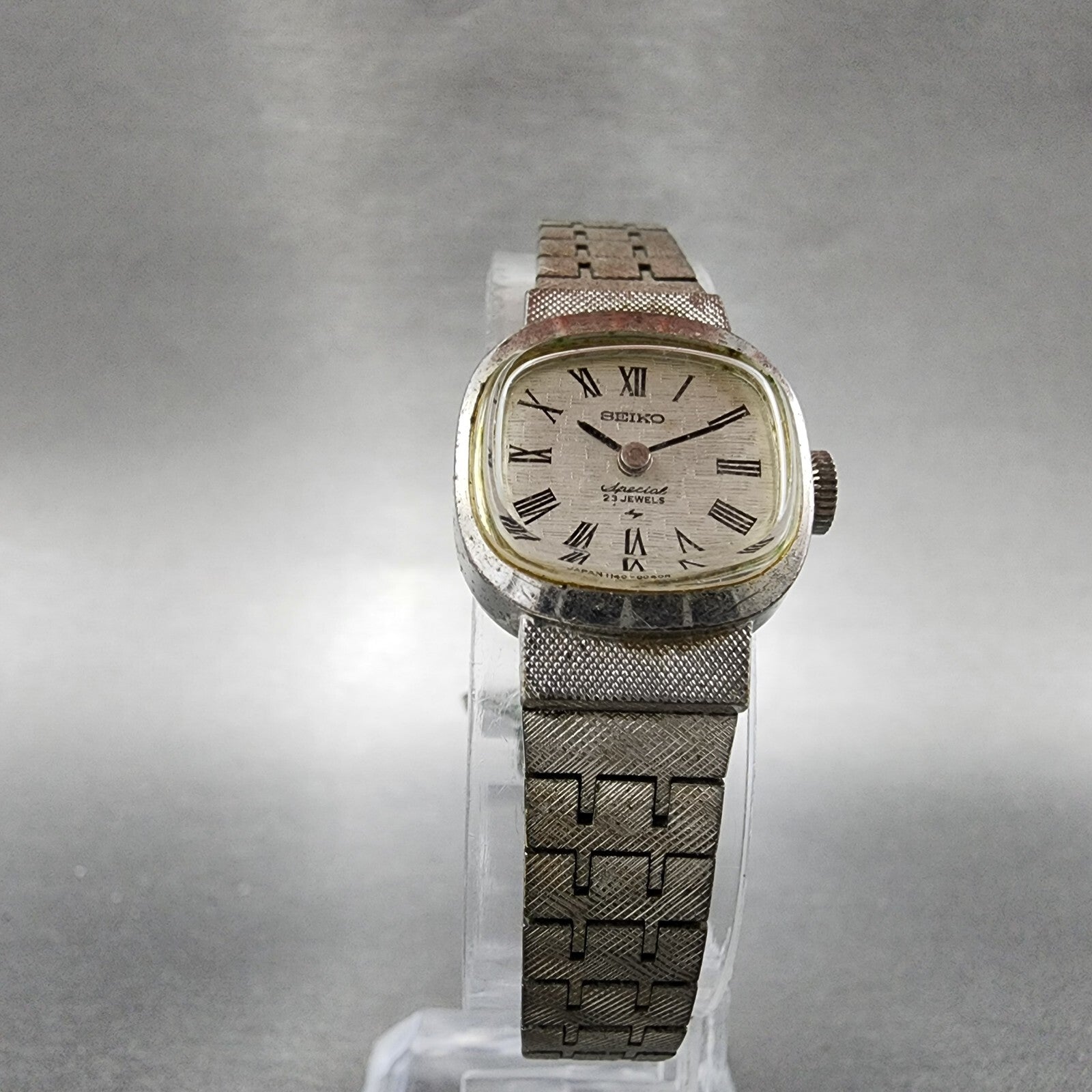 VTG Seiko Special Watch Women 18mm Silver Dial Gold Plated Rectangle Manual Wind5