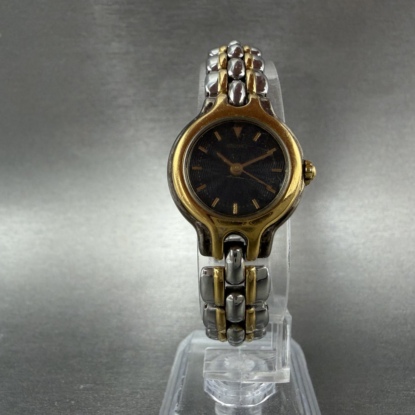 Seiko Watch Women 22mm Black Dial Two Tone Round 1N01-0G39 New Battery5