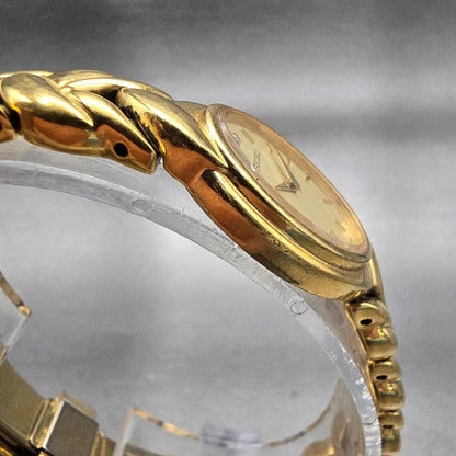 Seiko Watch Women 18mm Champagne Dial Gold Tone Oval 1N00-0BL0 New Battery VTG3