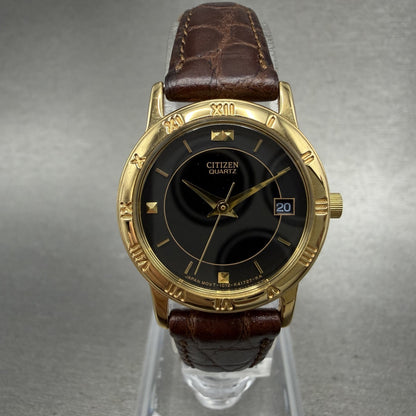 Citizen Watch Women 24mm Black Dial Gold Tone Date 1012-K13131 New Battery0