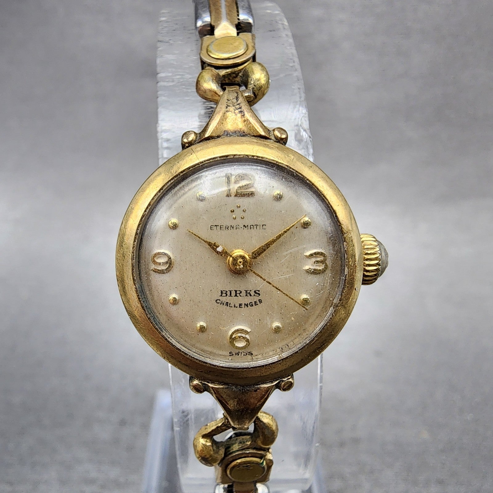 Eterna Matic Watch Women 21mm Cream Dial Gold Tone Automatic PARTS Vintage0