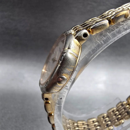 Seiko Exceline Watch Women 21mm White Dial Gold Tone Gemmed 4N20-0640 New Batt2