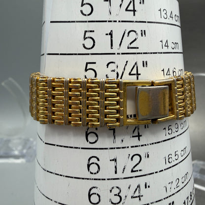 Seiko Tank Watch Women 12mm Champagne Dial Gold Tone 2e20-5079 New Battery 51210