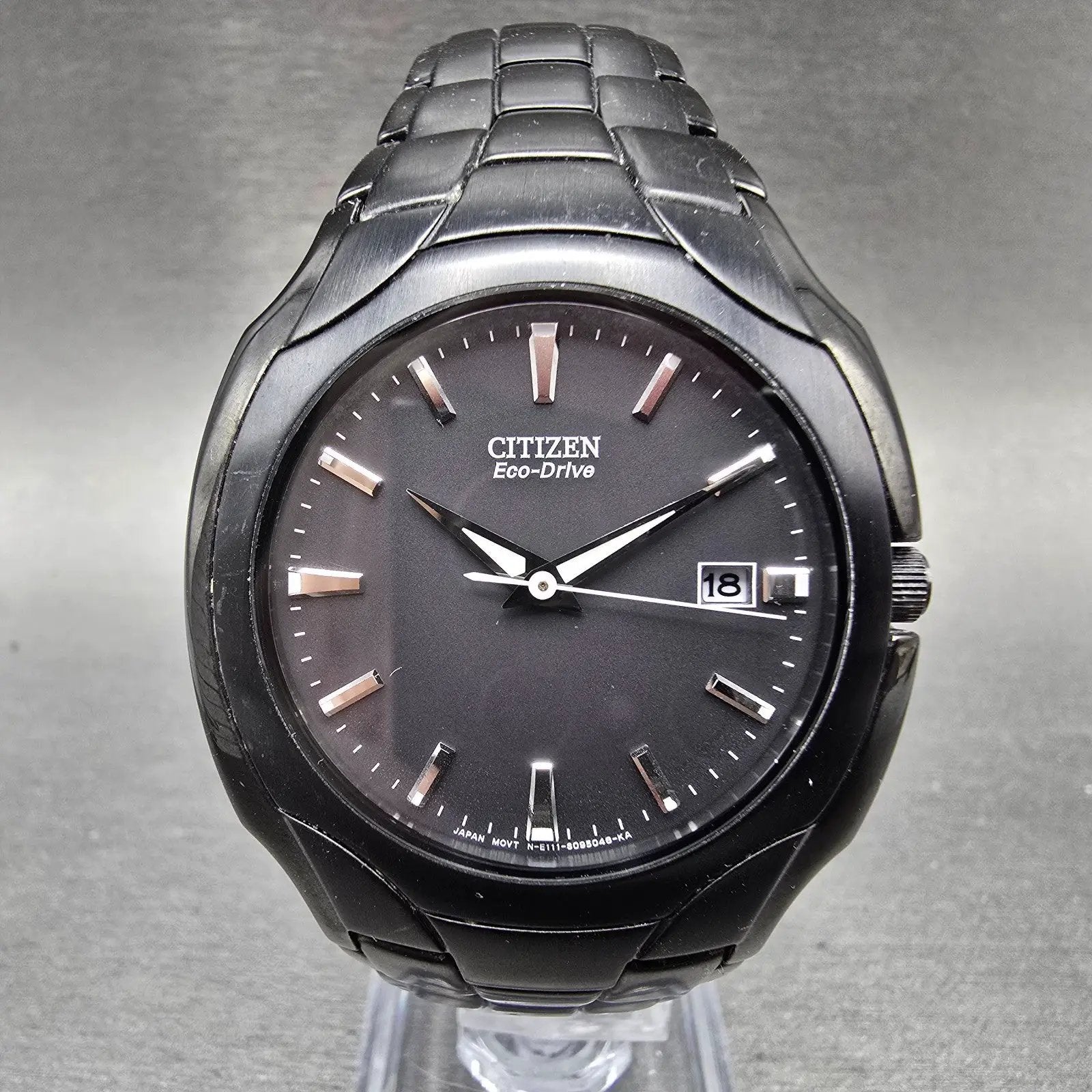 Citizen Eco-Drive Watch Men 38mm Black Dial Black Tone READ!!! E111-S063426 Runs0